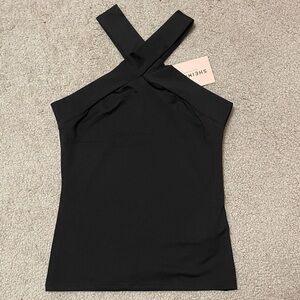 SHEIN Elegant Black Going Out Top with Cross Halter